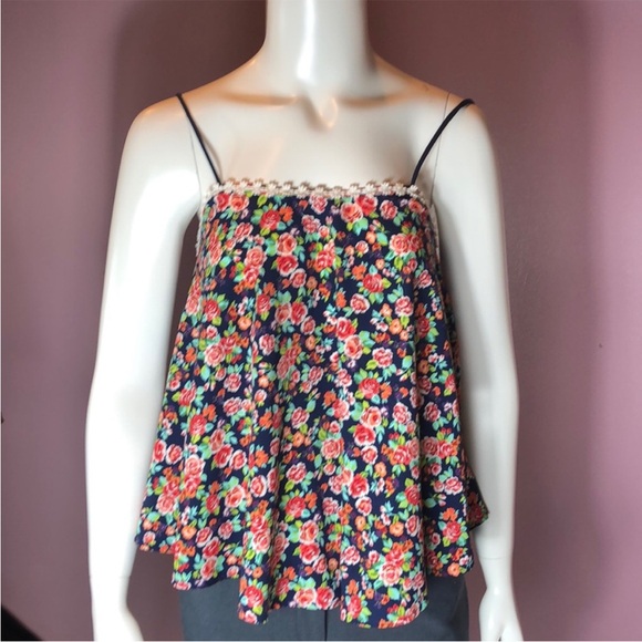 Basil Lola Boutique Floral Print Spaghetti Strap Tank Top. - Picture 1 of 8
